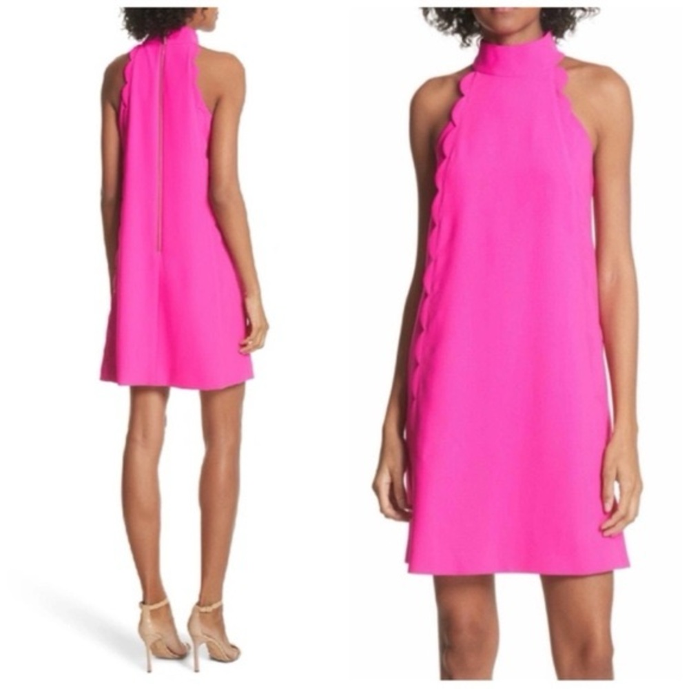 Ted Baker Fuchsia Scalloped Halter Mini Dress